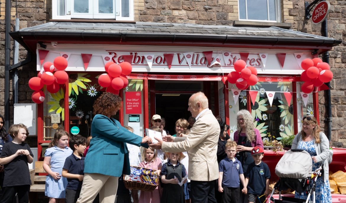 TFPMonmouth's tweet photo. It was a real privilege to present  the service award and celebrate the occasion with staff, residents  and local schoolchildren. The Post office is the beating heart of our community, employing fabulous local staff who know everyone personally. https://t.co/etxawnJXTy
