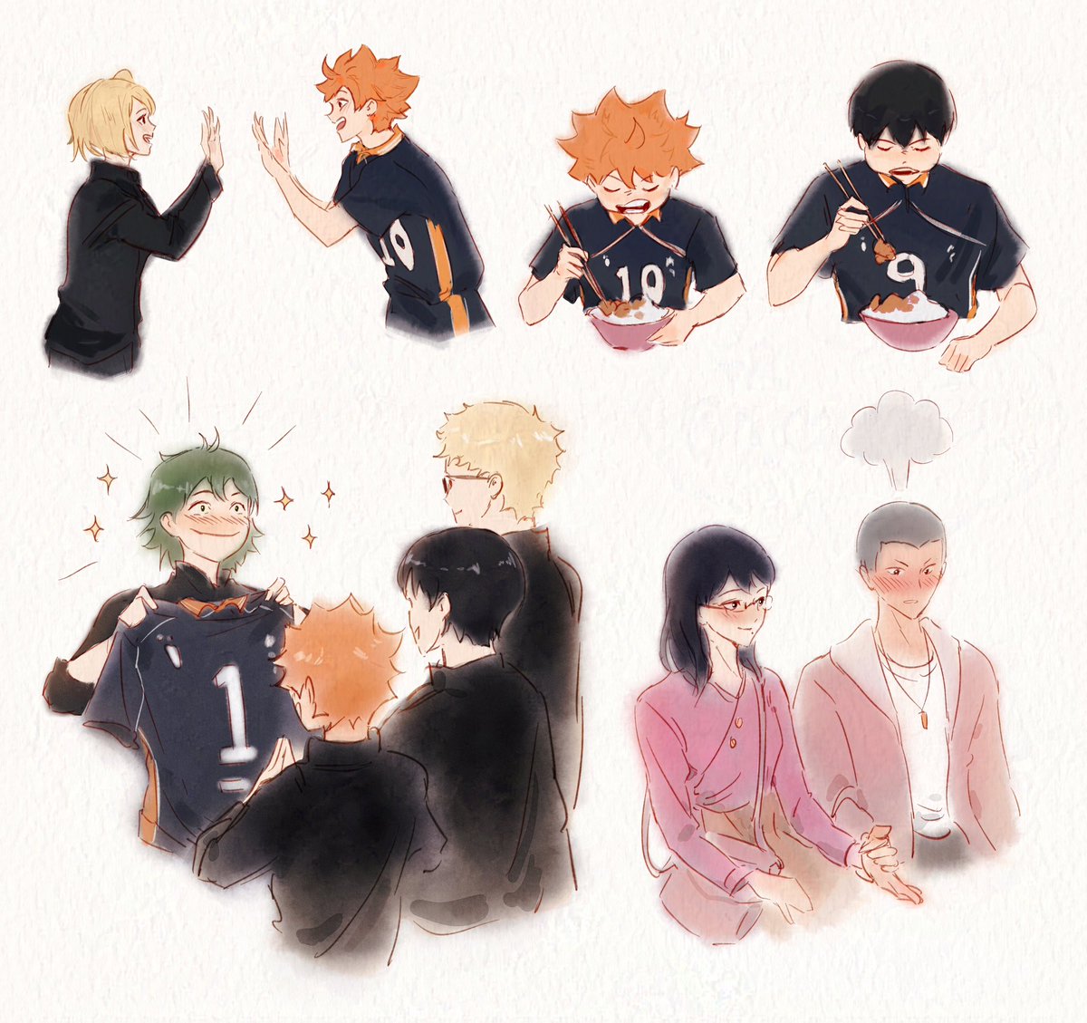 zenzeyi's tweet image. My silly haikyuu doodles that will emerge one day from their chrysalis as silly haikyuu sticker sheets