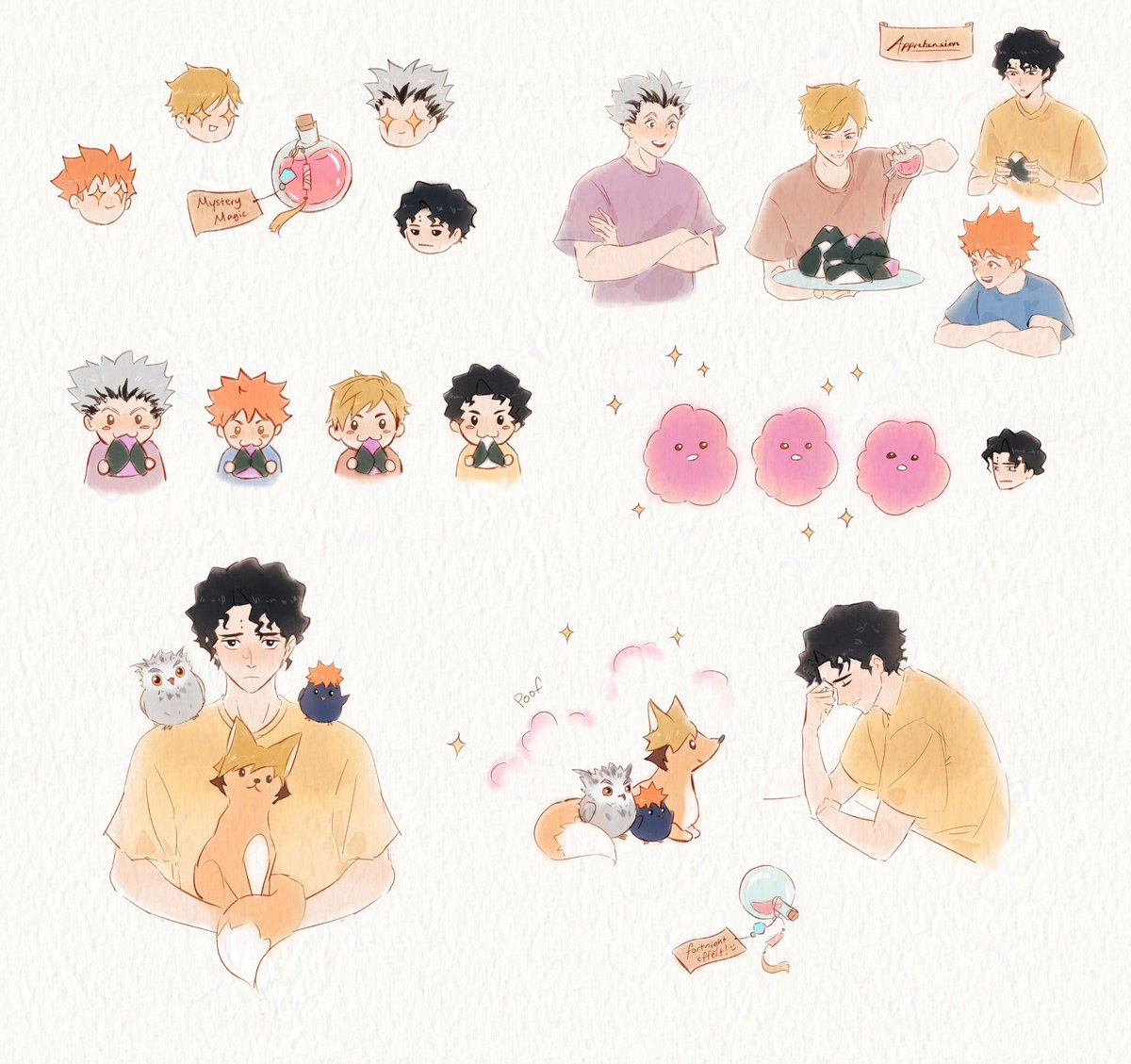 zenzeyi's tweet image. My silly haikyuu doodles that will emerge one day from their chrysalis as silly haikyuu sticker sheets