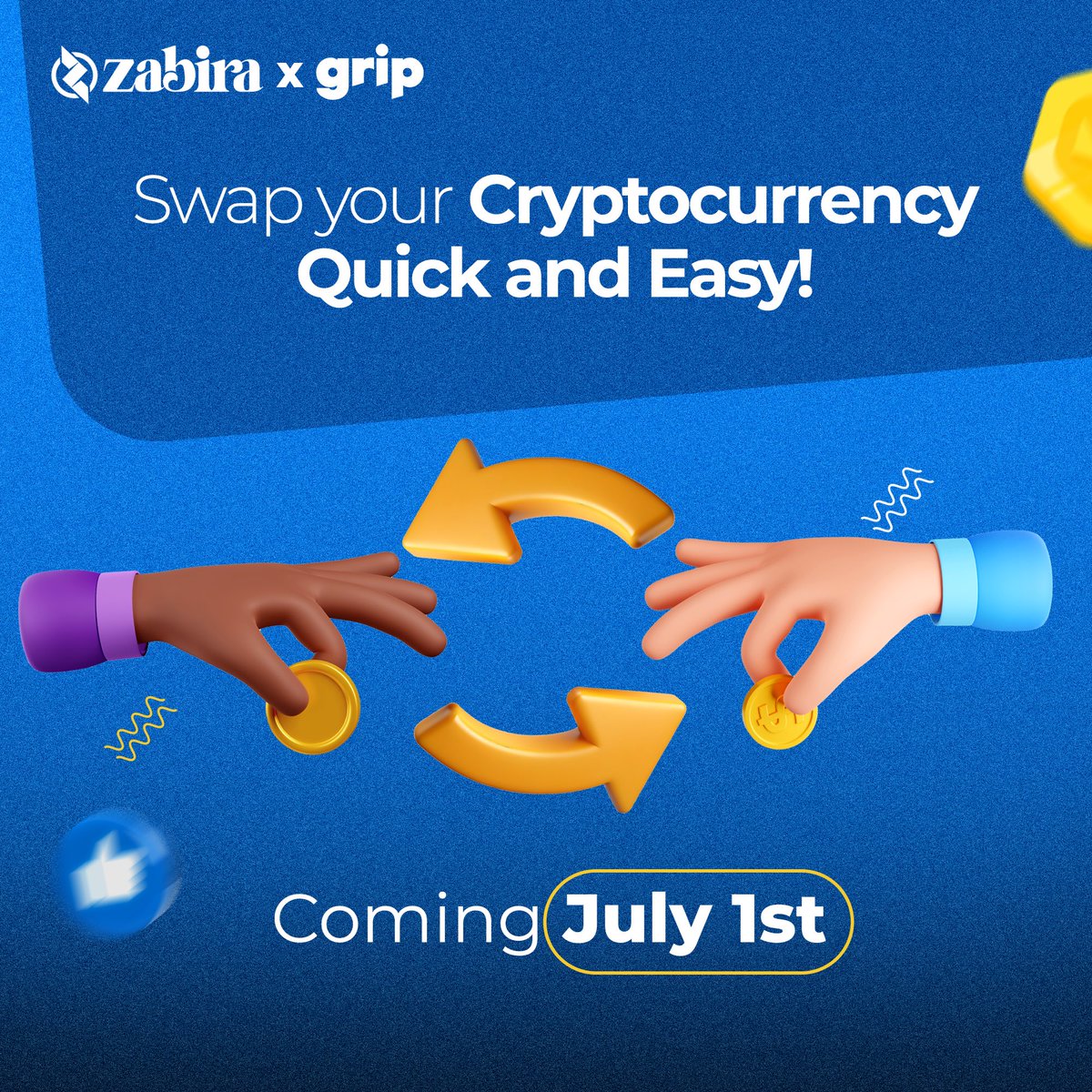 Swap your Cryptocurrencies on Zabira’s New app!

Don’t miss out any new offerings from Zabira.
#zabira X #grip