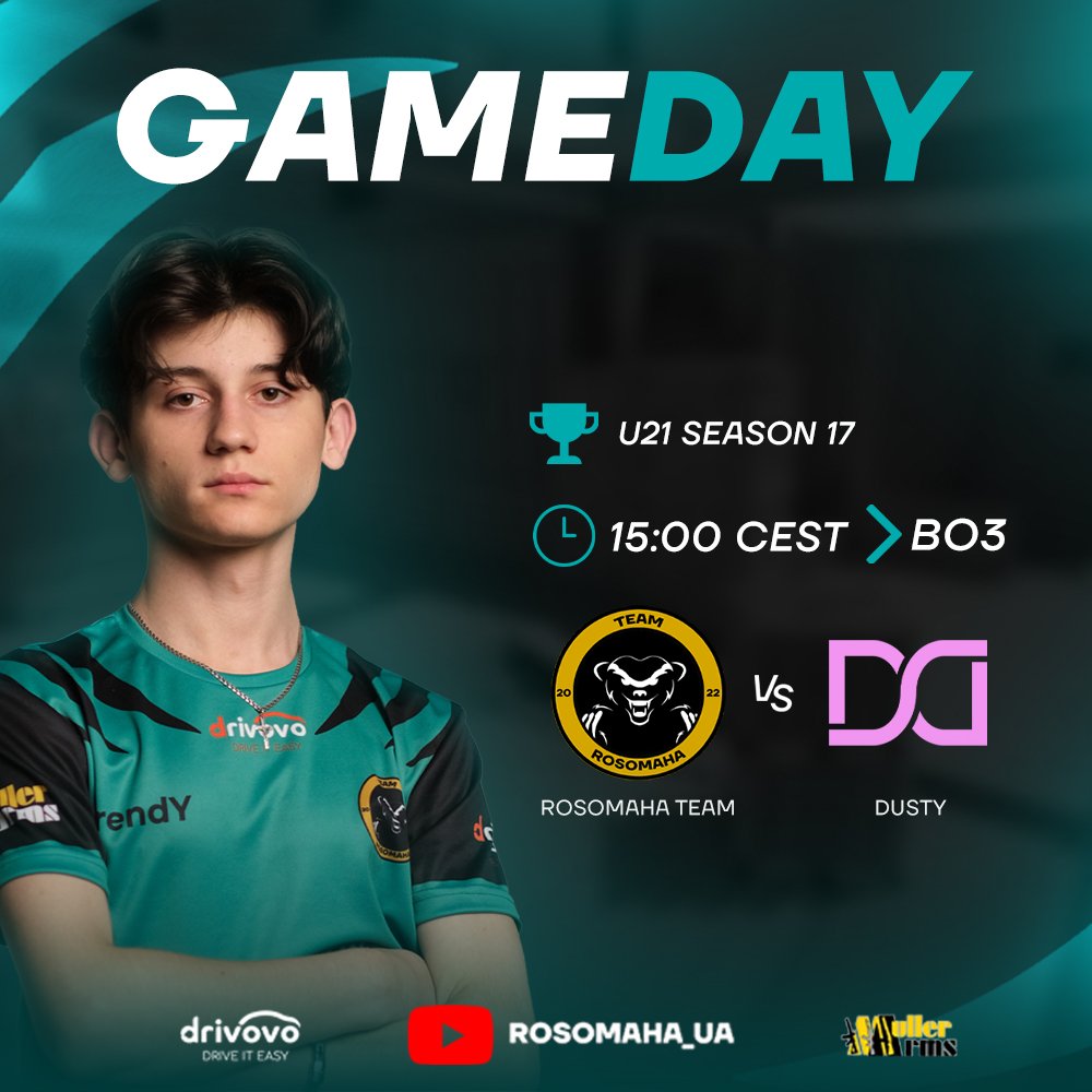 We continue the fight at U21 Season 17! 👊

Today we will play a match against the <a href="/dustyiceland/">DUSTY</a> 🔥

We are waiting for you on the broadcast at 15:00 CEST! ❤️

🇺🇦 twitch.tv/rosomaha_team
🇺🇦 youtube.com/@RosomahaTeam/…
🇬🇧 twitch.tv/united21_en