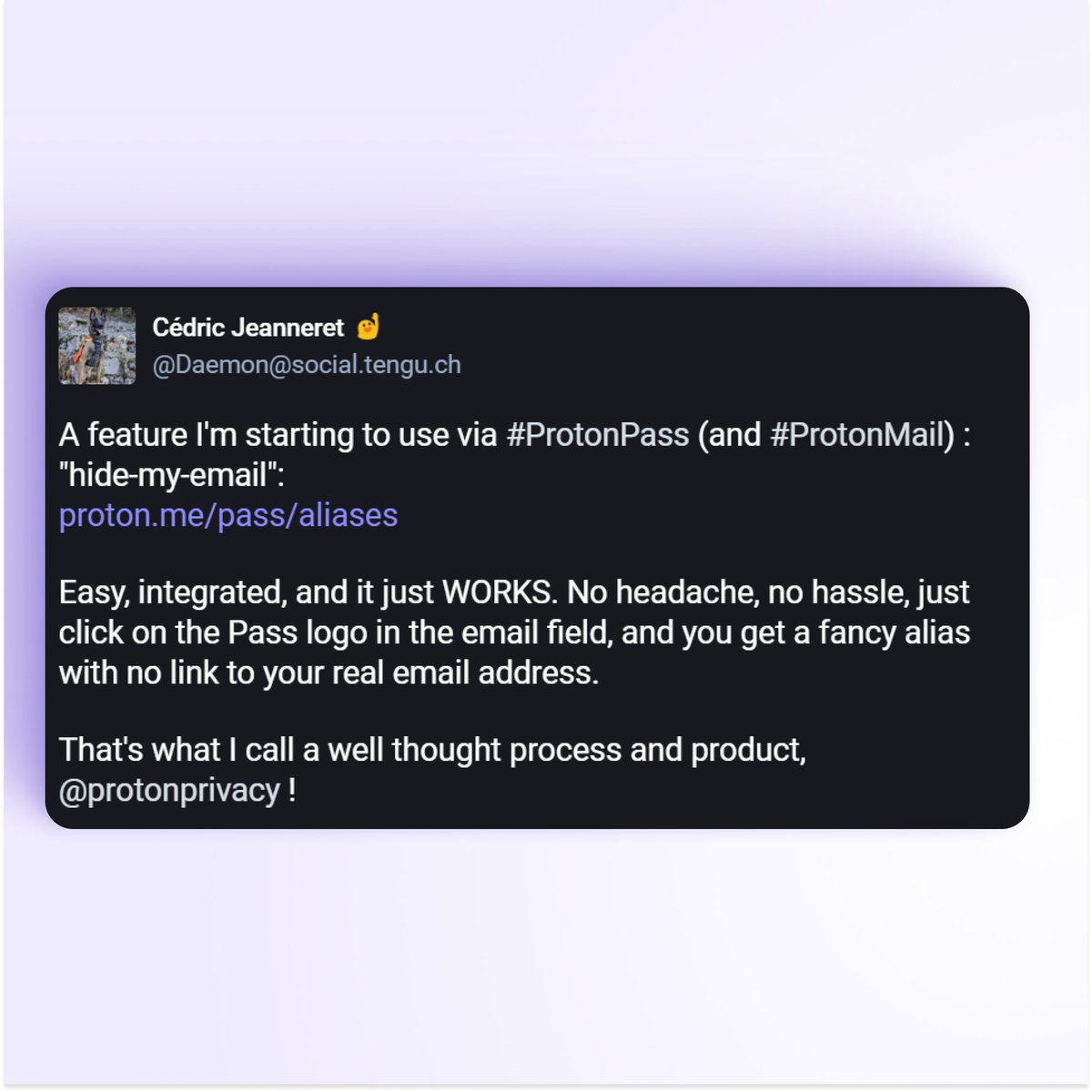 Proton_Pass's tweet image. When data is the main currency, everyone is going after the crux of your online identity - your email. 

So, it’s no wonder that of all the features provided by #ProtonPass, email aliases are the most appreciated in our user community: proton.me/pass/aliases