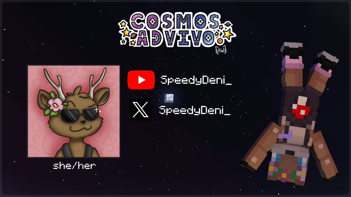 Cosmos Advivo (@cosmosadvivo) on Twitter photo This deer may be all about flowers and building aesthetic rustic houses, but touch <a href="/SpeedyDeni_/">SpeedyDeni</a>'s potato farm and you’ll get to see her impeccable sword skills first hand. She's ready to build and to create content, both of which she can't wait get started with! This deer may be all about flowers and building aesthetic rustic houses, but touch <a href="/SpeedyDeni_/">SpeedyDeni</a>'s potato farm and you’ll get to see her impeccable sword skills first hand. She's ready to build and to create content, both of which she can't wait get started with!