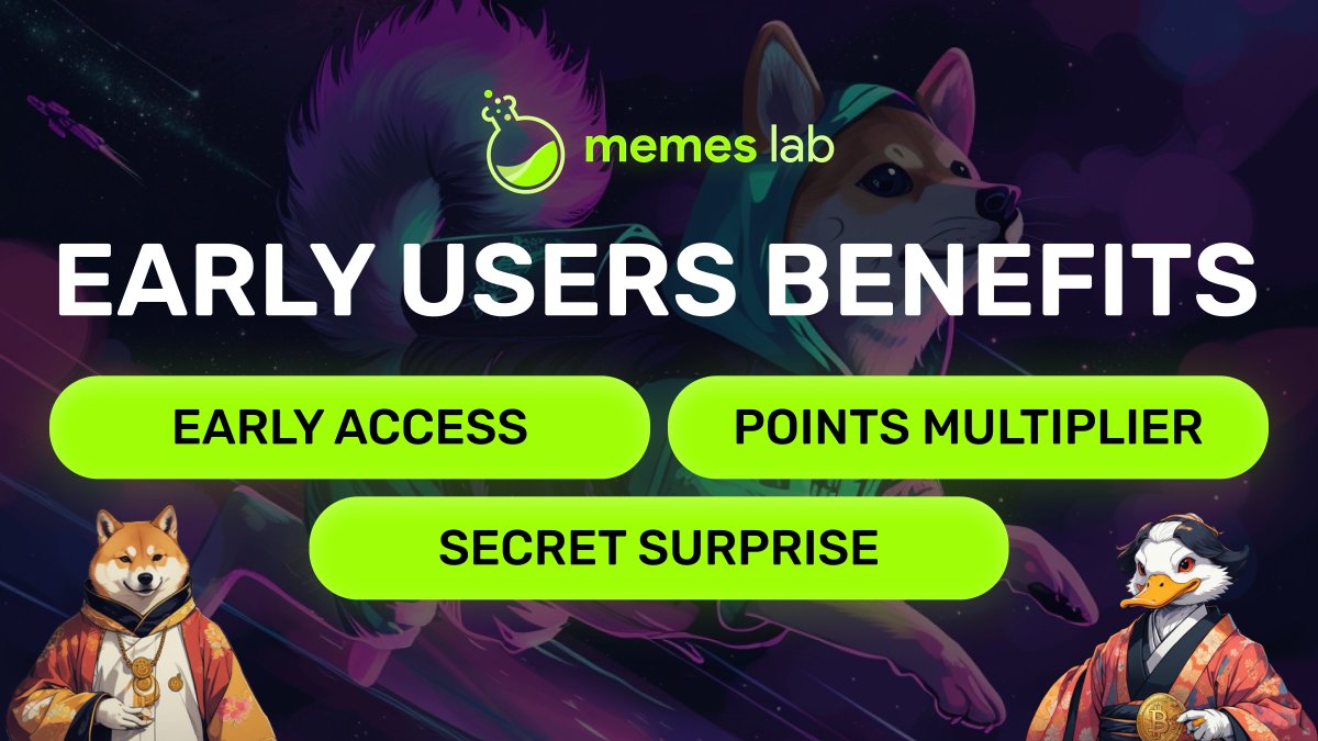 LABtrade_'s tweet photo. Memes Lab cares about all early supporters 🫂

🫡 Core community is incredibly important for each project, so we want to reward our early birds

❓ What can you get, joining us at the very beginning:

- In-game perks
- Boosted points
- Special rewards & benefits

✅ Get ready to dive in to Memes Lab & maximize your progress 

We're about to blow up 💣
