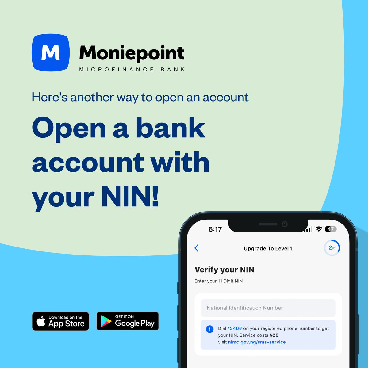 moniepointng's tweet photo. With just your NIN you can have a Moniepoint Personal bank account.

Sign up today.