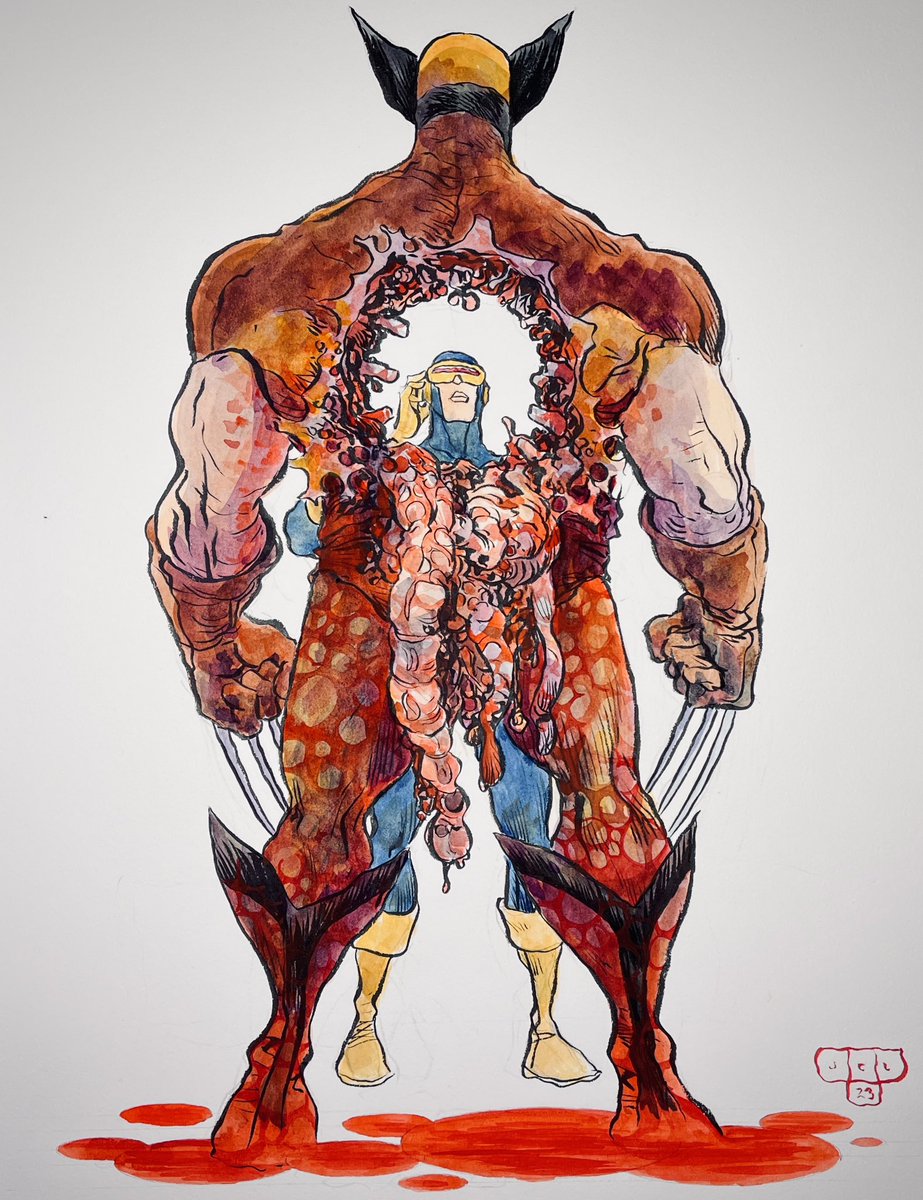 chrisarrant's tweet photo. Cyclops and Wolverine by Jesse Lonergan. https://t.co/8boEgTUmdy