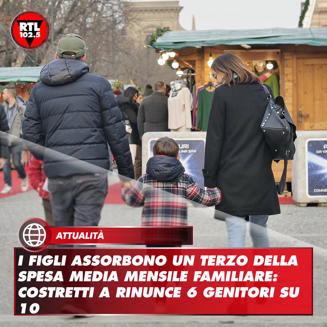 rtl1025's tweet image. 🛒 &quot;Per un terzo delle famiglie la #spesa per i #figli rappresenta tra il 40% e il 70% del bilancio familiare. 6 genitori su 10 sono costretti a rinunciare ad acquisti per sé stessi e alle vacanze&quot;. Il dato emerge dal Report FragilItalia, elaborato da Area Studi Legacoop e #Ipsos