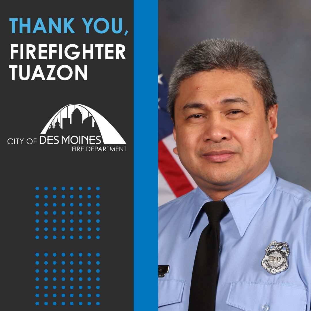 For 34 years, Firefighter Antonio "Tony" Tuazon has fought fires with our department.

Tuazon is a Hoover graduate who served with the U.S. Army Reserves and has been a member of the Hazardous Material Team for nearly his entire time with DMFD. (1/3)