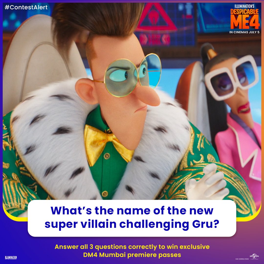 UniversalIND's tweet photo. #DespicableMe4Contest #ContestAlert

Let’s see how closely you have watched the trailer!😊

This is your chance to witness the Mega Minions on the big screen before the rest of us!😱

And this is how you can do it!👇🏼 https://t.co/8HbfTisQqj
