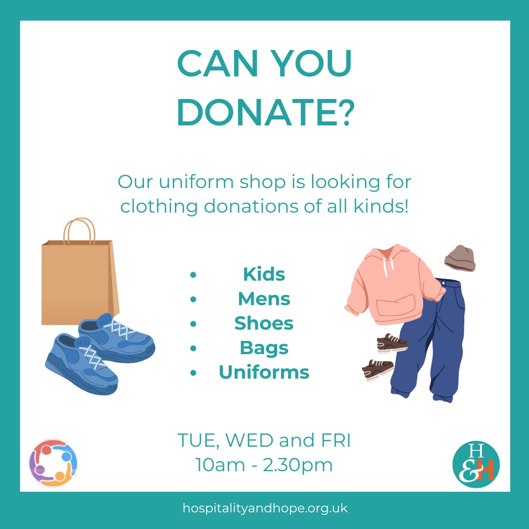 Our Uniform Shop is looking for donations!
They are currently low on some items so if you could spare anything at all, it would be much appreciated.

Please come between 10am and 2:30pm to The Andrews Group Uniform Shop at Chichester Metro on a Tuesday, Wednesday or Friday.