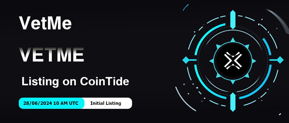 🌊 Ahoy TideHunters 🌊

🐋 CoinTide initial listing of VetMe ( $VETME) 🐋

We're thrilled to announce that the <a href="/VetmeToken/">VetMe</a> ( $VETME) will be listed on the CoinTide exchange. 

✨300 VETME giveaway for new signups! Users who register before VETME is listed on the Cointide Exchange