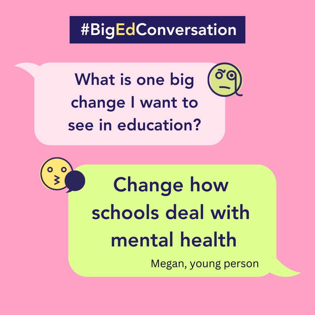 Young people are speaking up! #BigEdConversations reveal a strong desire for more awareness and support around #mentalhealth in #schools. Do you agree? Let's work together to ensure #students have the resources they need to thrive emotionally 💙