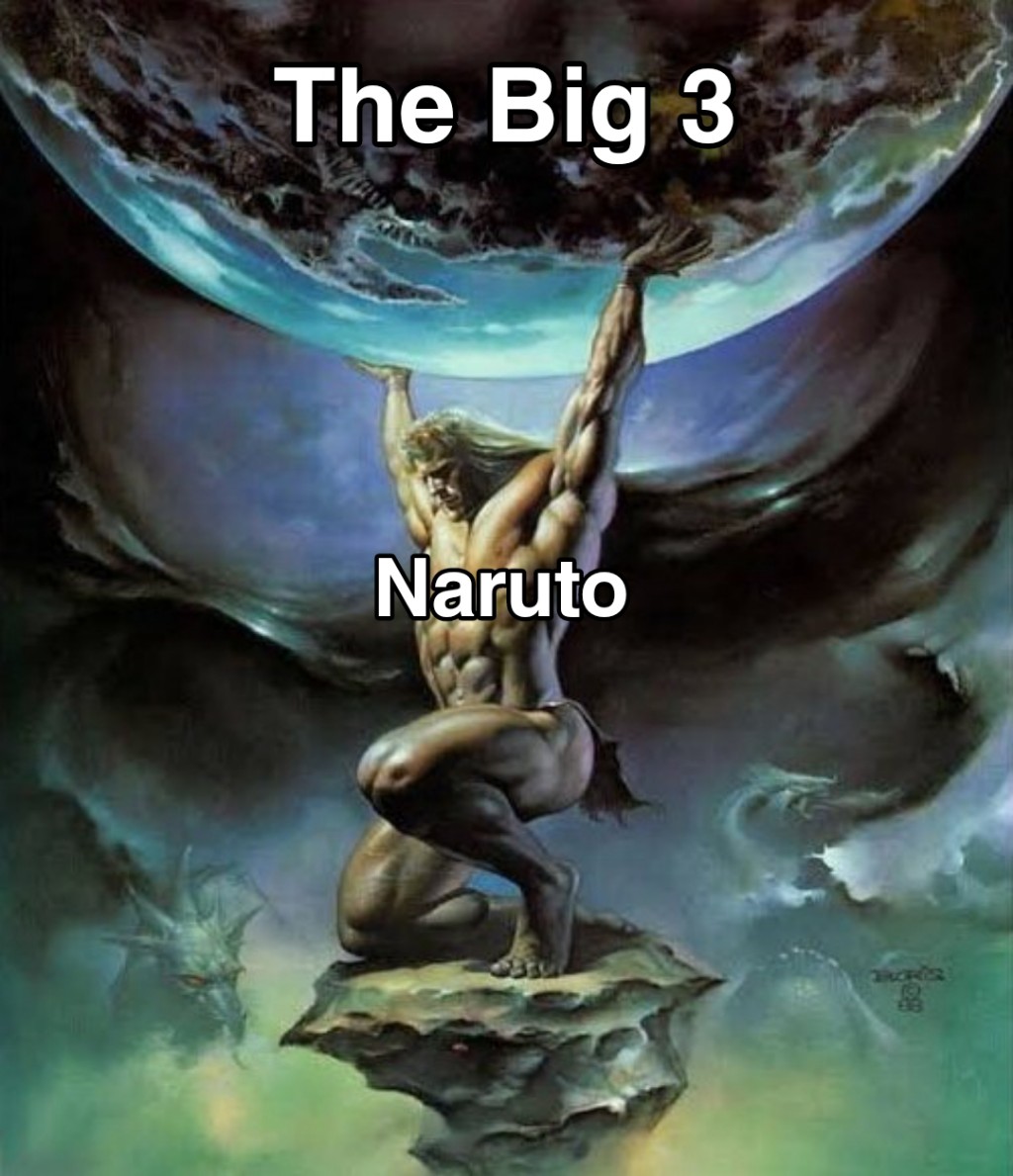 I really feel like Naruto gave the Big 3 title Popularity and Worth