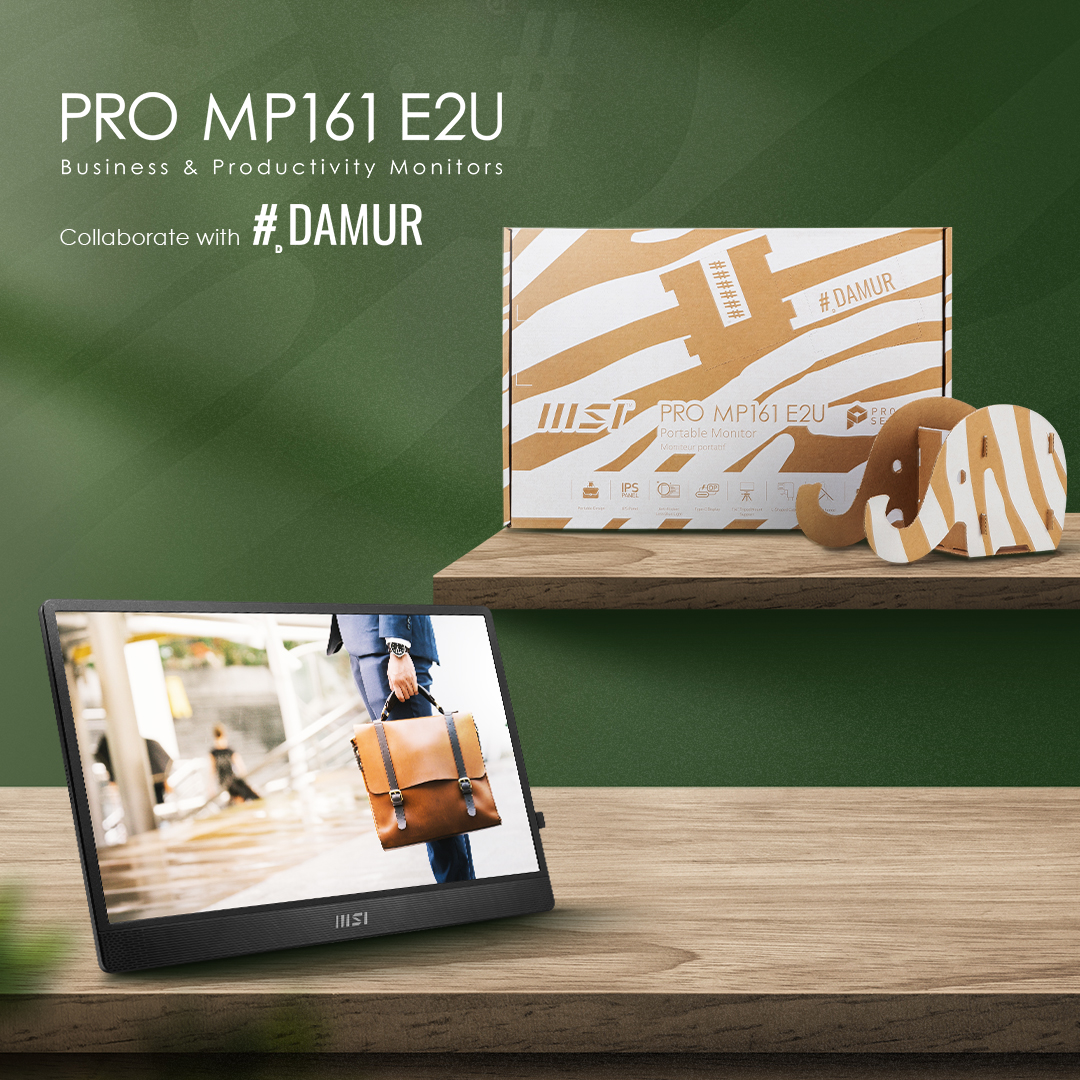 MSI__UK's tweet photo. Introducing the PRO MP161 E2U portable monitor, crafted with Post-Consumer Recycled materials and featuring eye-care technology. 🌟

In the partnership with #DAMUR, the sustainable packaging can be upcycled into cute and useful  elephant-shaped desk accessories!🐘🌏 https://t.co/EVp8qAsmKD