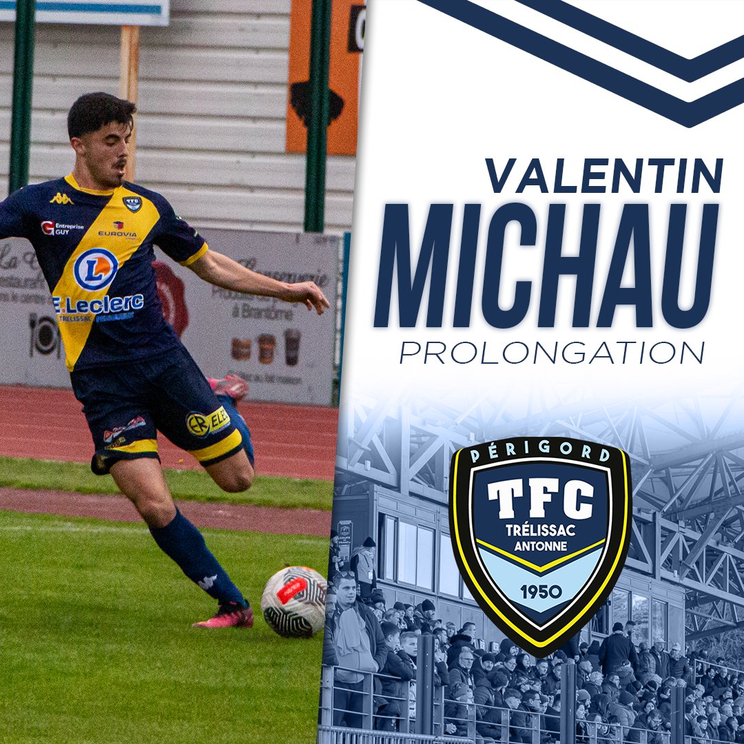 [📄 MERCATO #TFC] - PROLONGATION ✍️

Issus de la formation et intégré à l'équipe première cette saison, Valentin MICHAU a su prouver qu'il avait sa place sur le terrain et poursuit donc l'aventure au Trélissac FC pour la saison prochaine ! 🔥

🔵 Valentin MICHAU
🟡 Défenseur