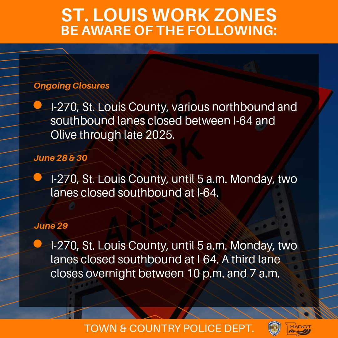 🚧🚦 Attention Town &amp; Country residents! Ongoing road closures and construction are happening in various areas. Plan your routes accordingly and drive safely. Thanks for your patience as we improve our roads! 🛣️🚗 #TownAndCountryPD #RoadWorkAlert