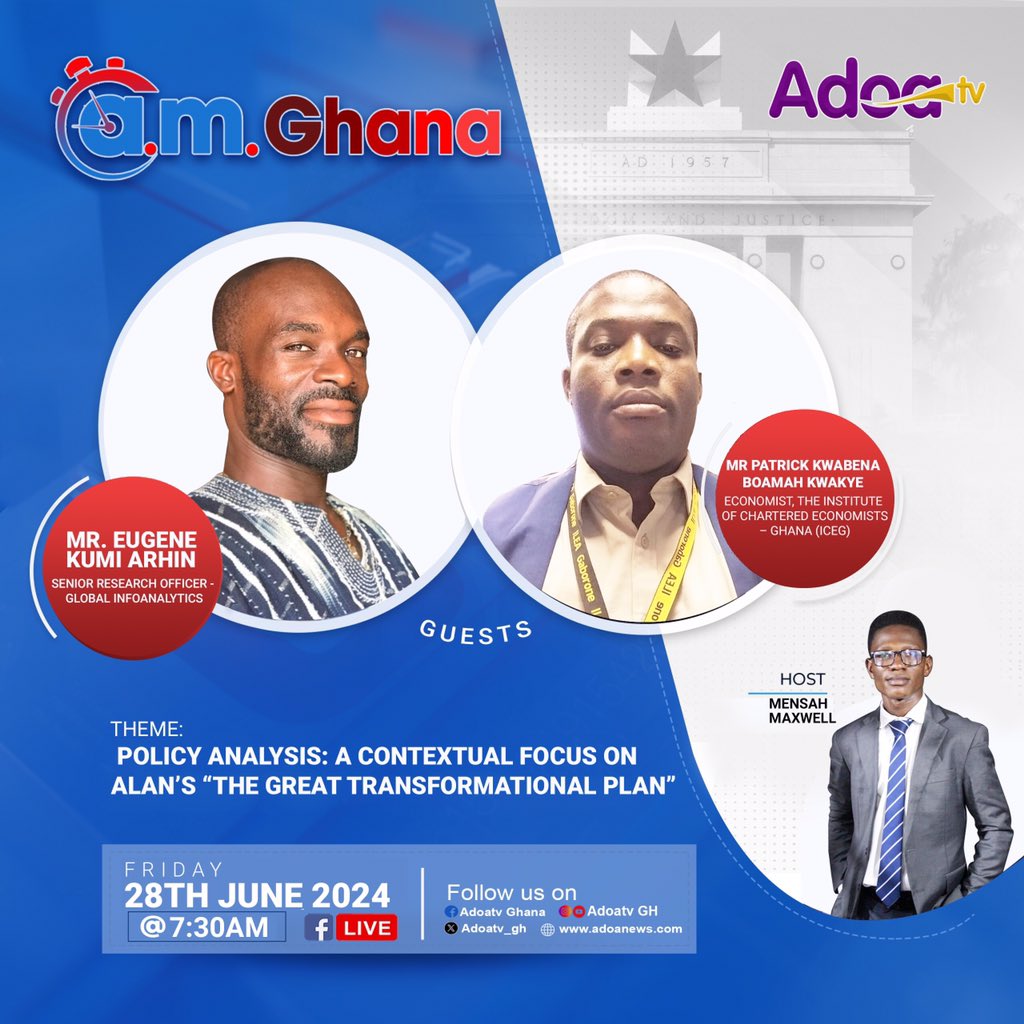 maxmenof's tweet image. Let’s meet tomorrow with reps from @GInfoanalytics and @Institute of Chartered Economists Ghana to digests the policies by @AlanKyerematen on @Adoatv_gh  
#maxmen #policy #analysisb