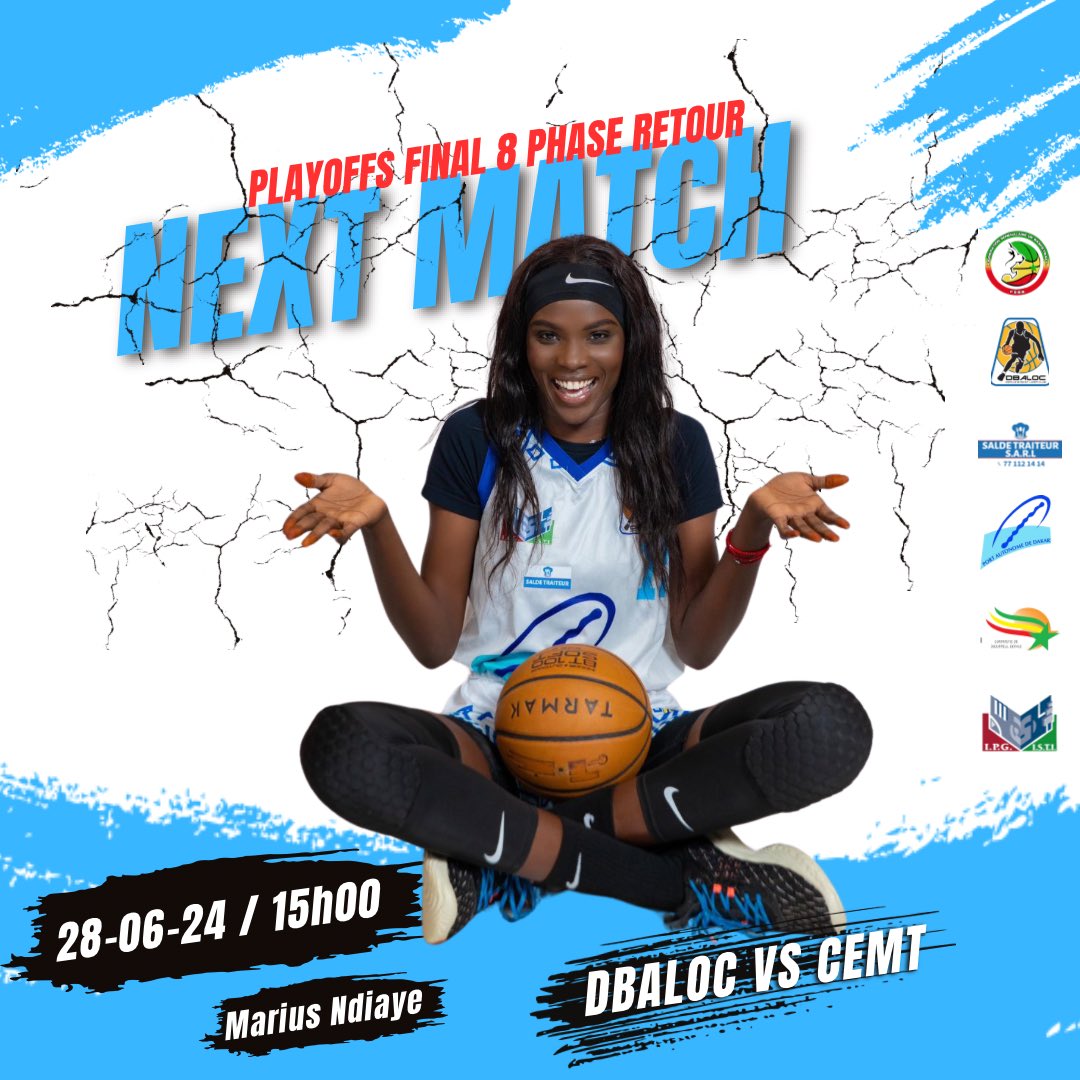 Debaloc's tweet photo. Playoffs Final 8 Retour
🏀 : Dbaloc vs CEMT Zig
🗓️ : Vendredi 28 Juin 2024
🕓 : 15H00
🏟 : Stadium Marius Ndiaye.
#DbalocFam #portdedakar #ipgisti #mairiedieuppeulderklé #Saldetraiteur #senegal #ilovesenegal #derklebasketloisirsclub #Focus #Finale8 #Playoffs #NF1Senegal https://t.co/q8OIg3PmAc
