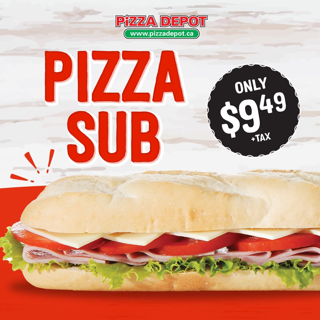 CdnPizzaDepot's tweet photo. Craving something different? Try our Pizza Sub Special for just $9.49! 🍕

Indulge in the deliciousness of our pizza flavors packed into a tasty sub. Perfect for a quick and satisfying meal on the go! 

Order now at https://t.co/BSMBQgRwBN https://t.co/x0wAUbB23f