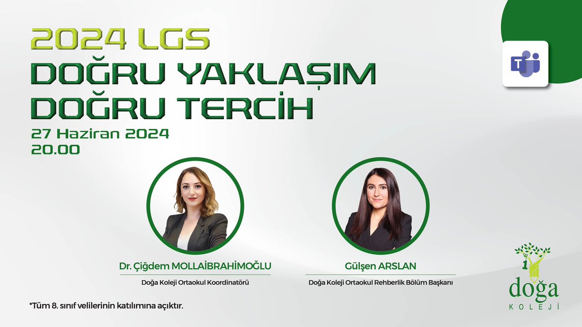 Doğa Koleji olarak 2024 LGS tercih sürecinde velilerimize rehberlik etmek için hazırladığımız ve bugün gerçekleşecek “Doğru Yaklaşım, Doğru Tercih” seminerimize tüm 8. sınıf velileri  davetlidir! 

🗓️ 27 Haziran
⏰20.00
Seminere katılmak için; bit.ly/4ciHTOS