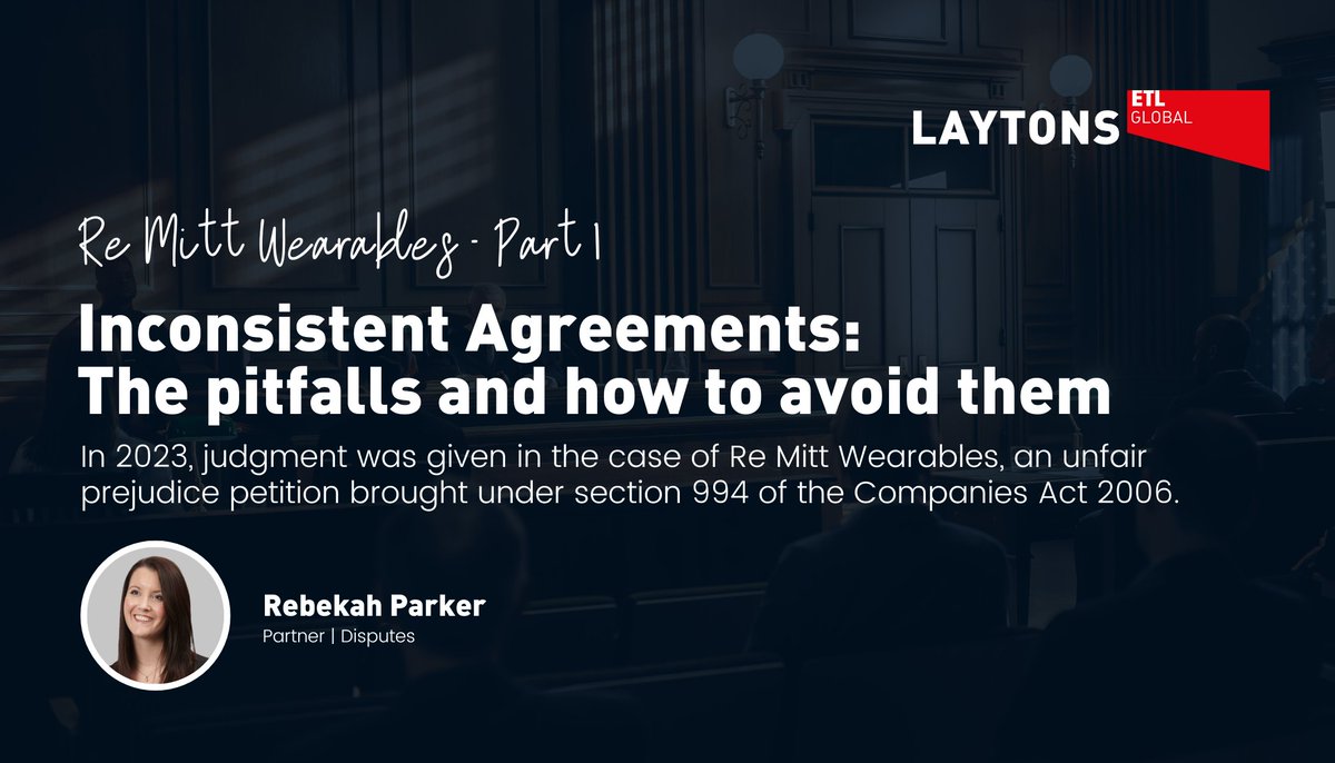 In our latest series of articles, Rebekah Parker, who acted for Koalaa Ltd. last year, looks at issues arising from the case, starting with the pitfalls of inconsistent agreements, and how to avoid them.

➡️ shorturl.at/iI2pV

#LondonLegal #disputes #inconsistentagreements