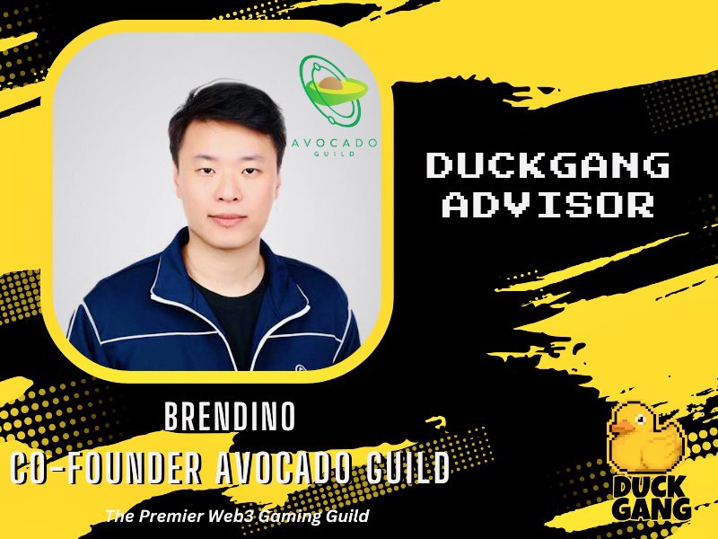 DuckGang welcomes @avocadoguild co-founder @brendinoag to the DuckGang advisory board! 🤝🦆

Brendino has a wealth of knowledge within web3 gaming &amp; we are honored he has decided to lend his advisory skills and support to #DuckGang on @seinetwork

DuckGang, it pays to play! 🎮🐥