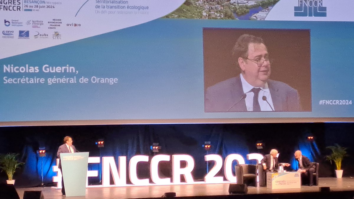En direct du 39eme salon FNCCR ,intervention de Nicolas Guerin ,secrétaire général d #orange ,le       marché européen des Télécoms est très fragmenté ,les investissements dans les réseaux sont colossaux et les revenus associés trop modestes. L' arrêt du cuivre se renforce .
