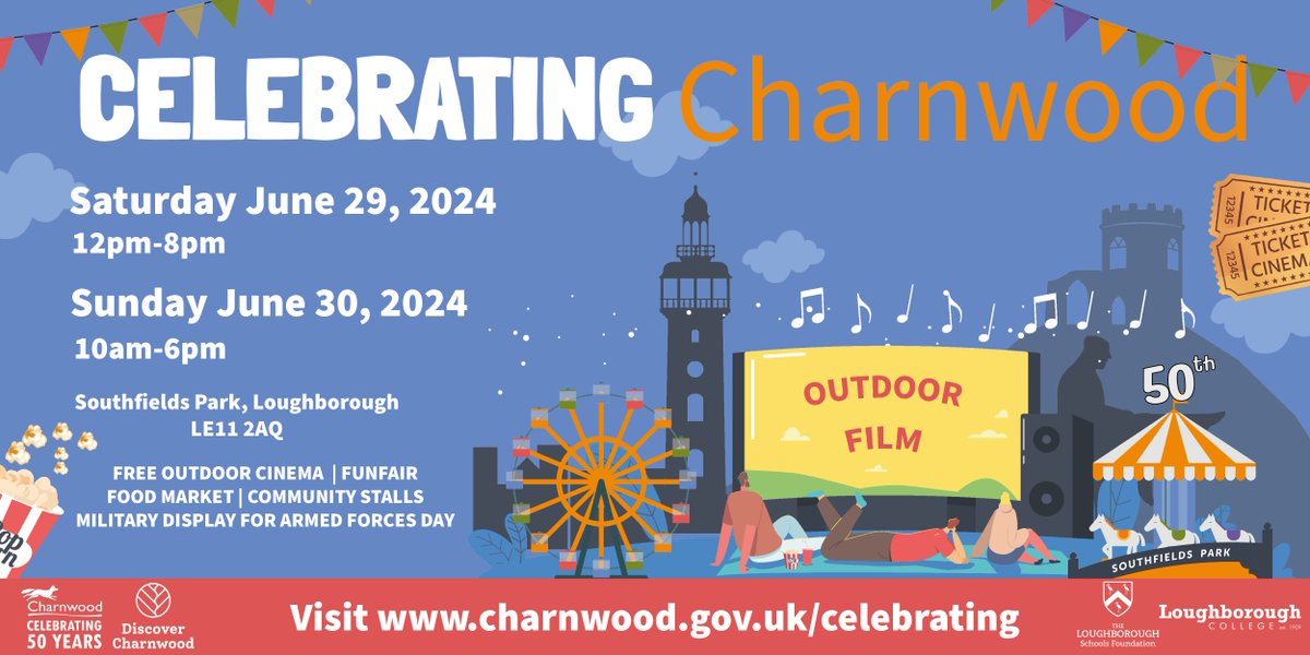 Who's coming to Southfields Park on the weekend for Celebrating Charnwood?🙋‍♂️

We can't wait to welcome everyone to enjoy the free outdoor cinema screen, fairground rides, community stalls and much more!

To find out the details about the event, visit👇

charnwood.gov.uk/pages/celebrat…