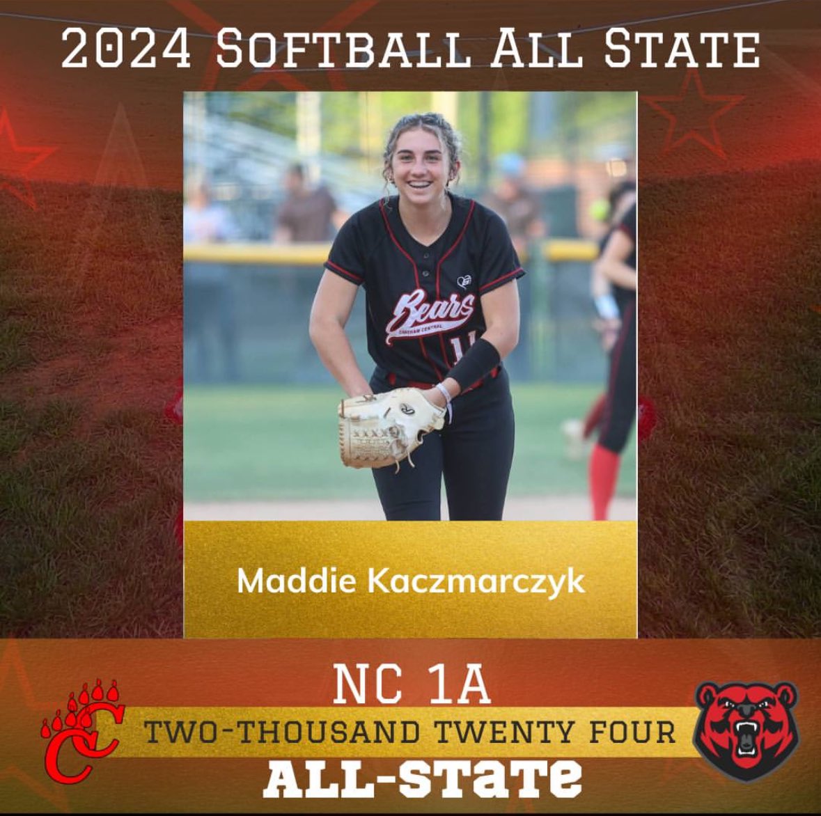 Super excited to have been named all state! Congratulations to Sallie and Caleigh also! Thank you to all of my coaches for a great year and this amazing opprotunity. <a href="/cchs_sb_team/">Chatham Central High School Softball</a> <a href="/C35Softball/">C35 Softball</a>