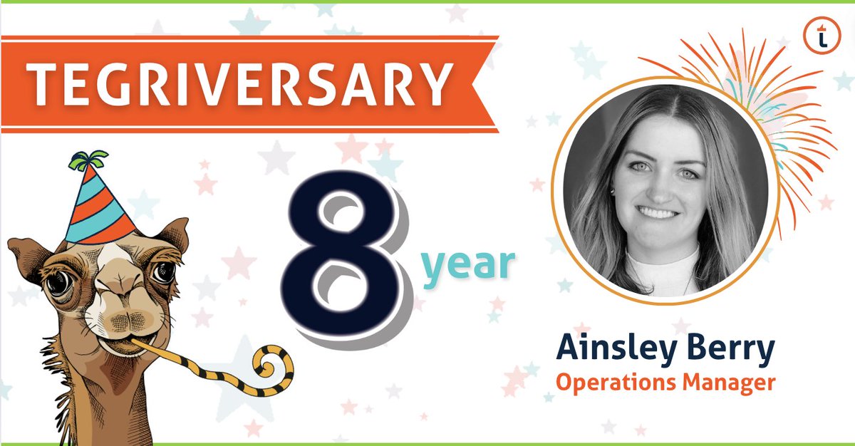 tegrita's tweet photo. Happy 8️⃣th #Tegriversary to our Operations Manager, Ainsley Berry! 🤗 🎉 https://t.co/y3HUJi6Bw8