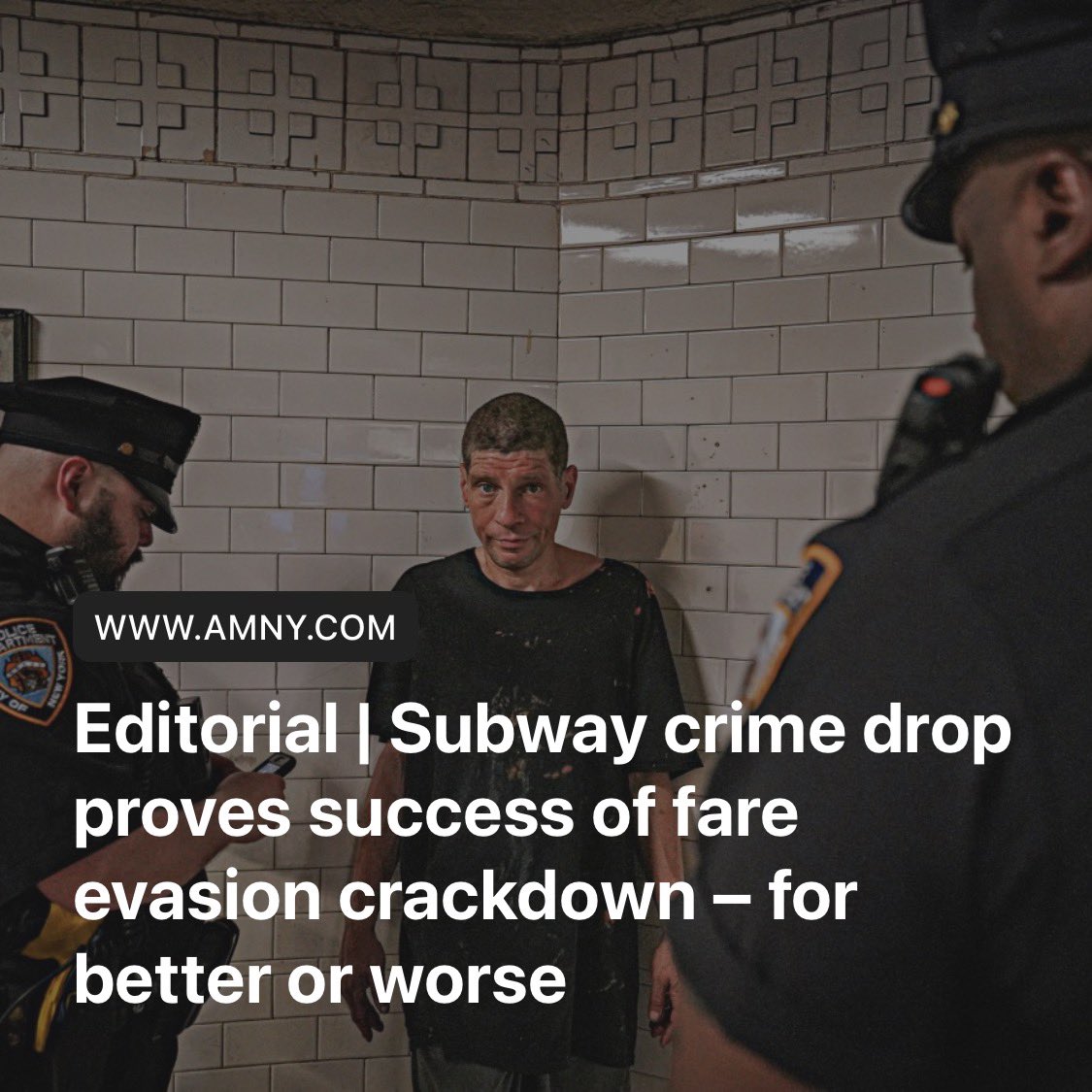Kudos to the NYPD Transit Bureau for their Broken Windows initiatives and their push back against the tired, old argument by the progressives that it purposely and disproportionately targets minorities. No, it targets those who are breaking the law, and appropriately so. Keep it