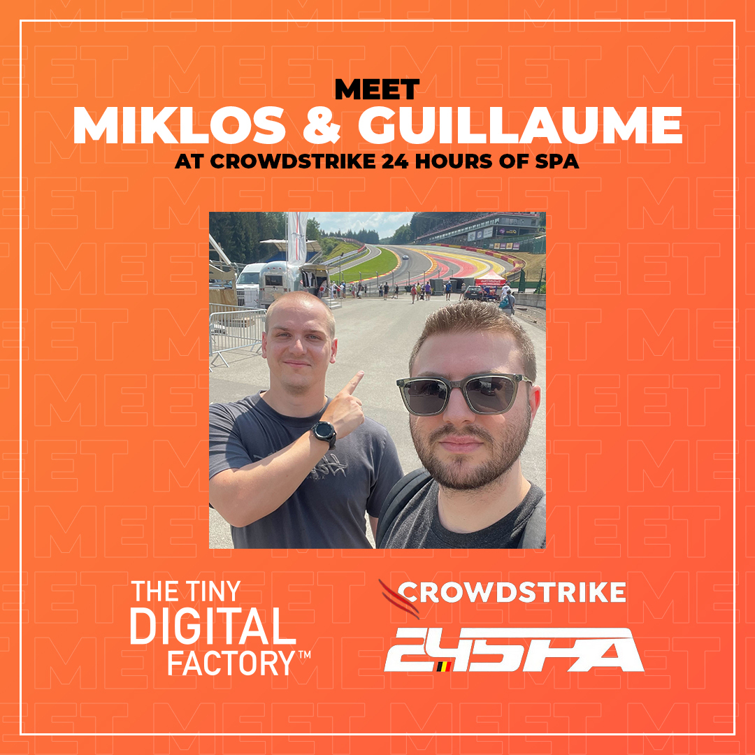 📢 For the 2024 edition, The Tiny Digital Factory team is joining the CrowdStrike 24 hours of SPA !!.
Meet two of our passionate colleagues, Miklos and Guillaume, on this prestigious circuit 🔥 .
Join us on the starting line ⚡ 😎 !
