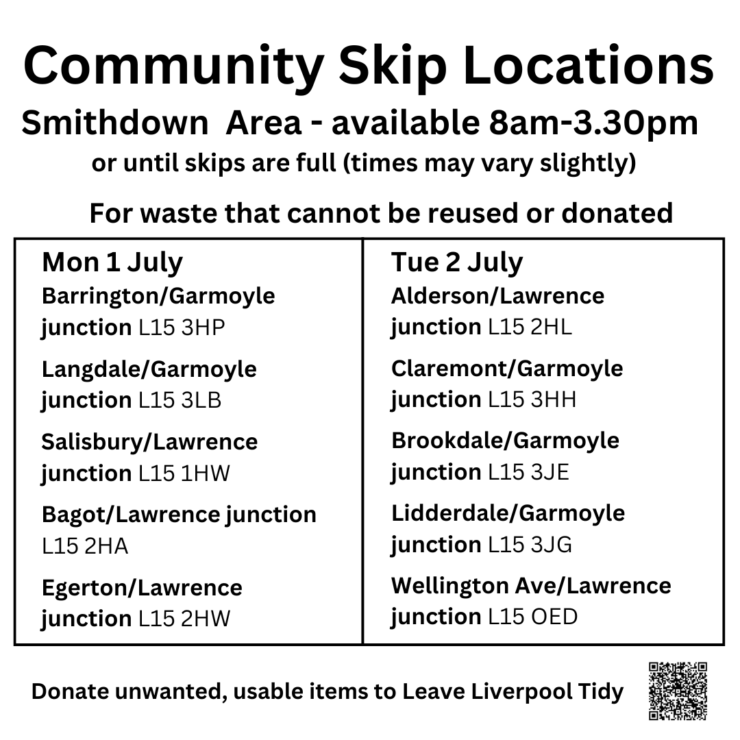 lpoolcouncil's tweet photo. Are you a university student getting ready to leave #Liverpool for the summer?

Do you have unwanted household items?

Good, you can donate them and they'll go to a good home.

There's community skips and kerbside collections all this week to help you #LeaveLiverpoolTidy. https://t.co/gDpQgOOV2f