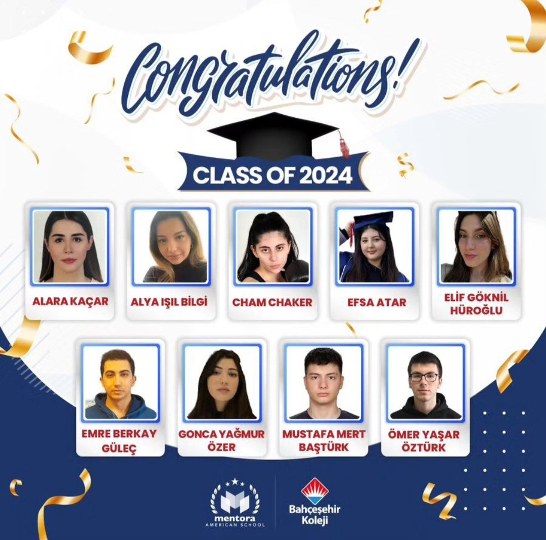 TEBRİKLER 🎀
Öğrencimiz Gonca Yağmur ÖZER Mentora American School Çift Diploma Programı'ndan Mezun Oldu🎓
Öğrencimizi tebrik eder, başarılarının devamını dileriz.

<a href="/bahcesehir_k12/">Bahçeşehir Koleji</a>  <a href="/osmanzekiozger/">Osman Zeki Özger</a> <a href="/ucannmustafa/">Mustafa UÇAN (Kampüs Md)</a> <a href="/vakanuvis10/">Basaran Gülöz</a>