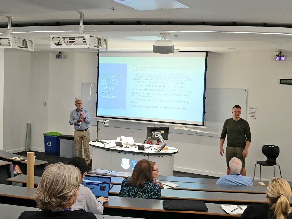 Andrew Rothwell kicks off the afternoon providing a detailed account of how multiple CAT, TM, NMT and AI resources can be used in actual translation practice. Rothwell uses <a href="/wordscope/">wordscope</a> as an example of an augmented scenario that places the translator at the centre.
#EAMT2024