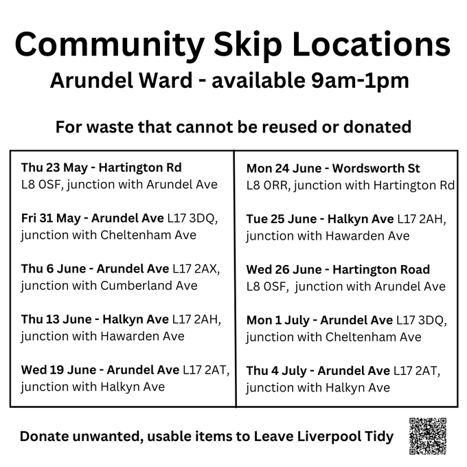 lpoolcouncil's tweet photo. Are you a university student getting ready to leave #Liverpool for the summer?

Do you have unwanted household items?

Good, you can donate them and they'll go to a good home.

There's community skips and kerbside collections all this week to help you #LeaveLiverpoolTidy. https://t.co/gDpQgOOV2f