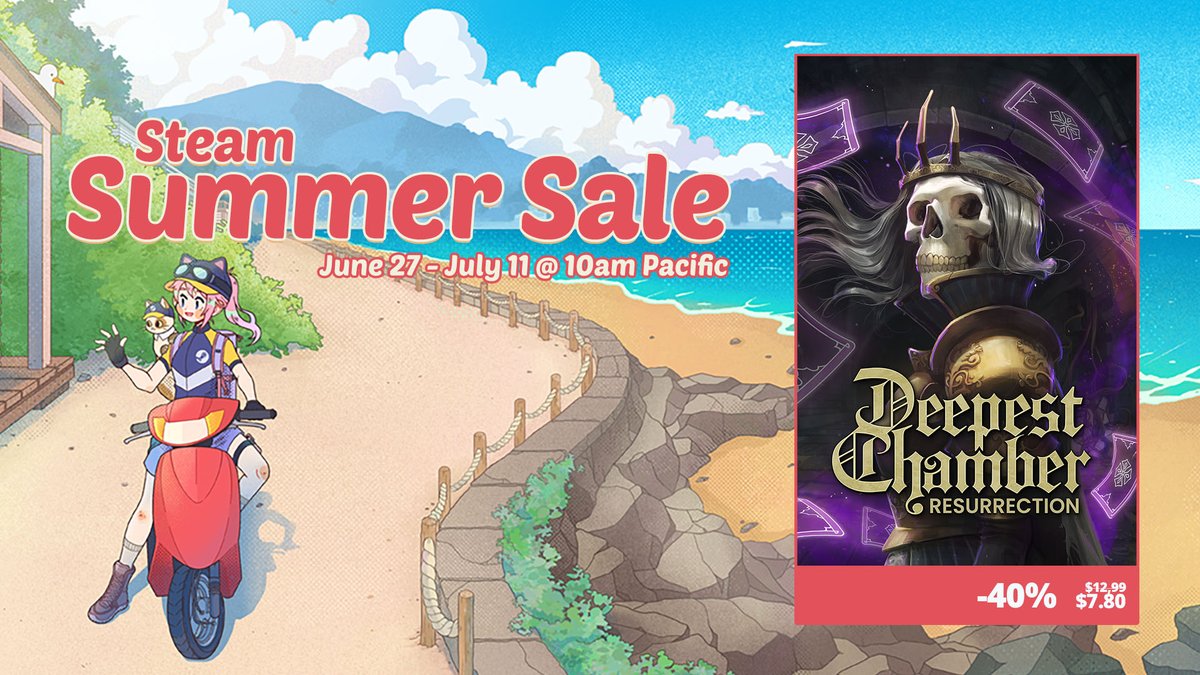 🕹️ Dive into the depths!
Deepest Chamber is 40% off in the <a href="/Steam/">Steam</a> Summer Sale! 🌟 

Plus, we’ve just rolled out an update to enhance your #SteamDeck experience. Ready to explore? 👀⚔️ 

#DeepestChamber #SteamSummerSale #IndieGames