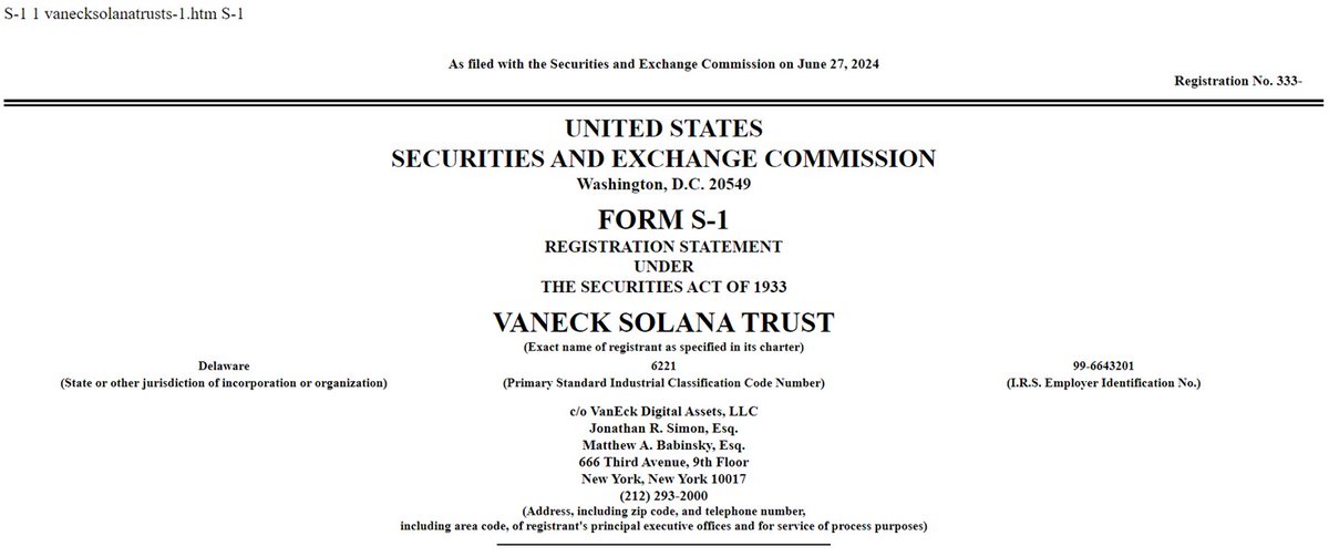 Whoa... VanEck files for spot sol ETF...

Smart move IMO. No reason not to get process underway.