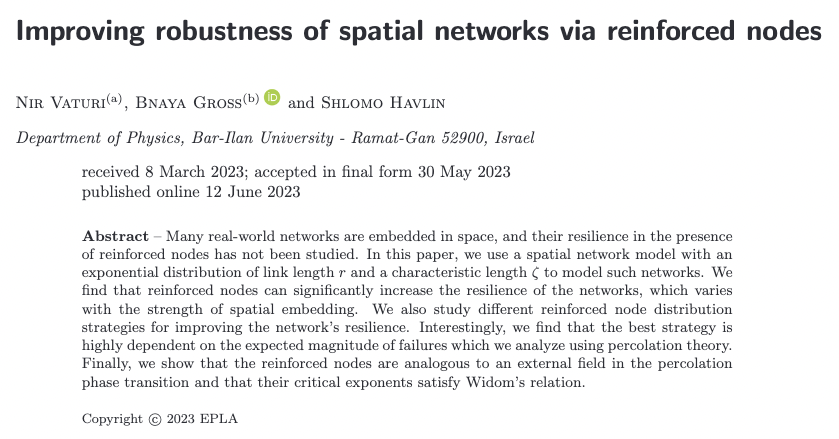 epl_journal's tweet image. Improving robustness of spatial networks via reinforced nodes by Nir Vaturi, Bnaya Gross and Shlomo Havlin

@ubarilan #networks #spatialnetworks

👉 vu.fr/KlVgk