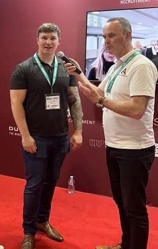 didacltd's tweet photo. This week our colleague Jack Sirl has been in attendance at the Installer Show NEC 2024. 
Fantastic three days supporting the team at Simon Acres Group Ltd and talking to show attendees about the Installer Apprenticeships. 
Jack being interviewed by Simon Acre. #installershow https://t.co/FqSgVolNzf