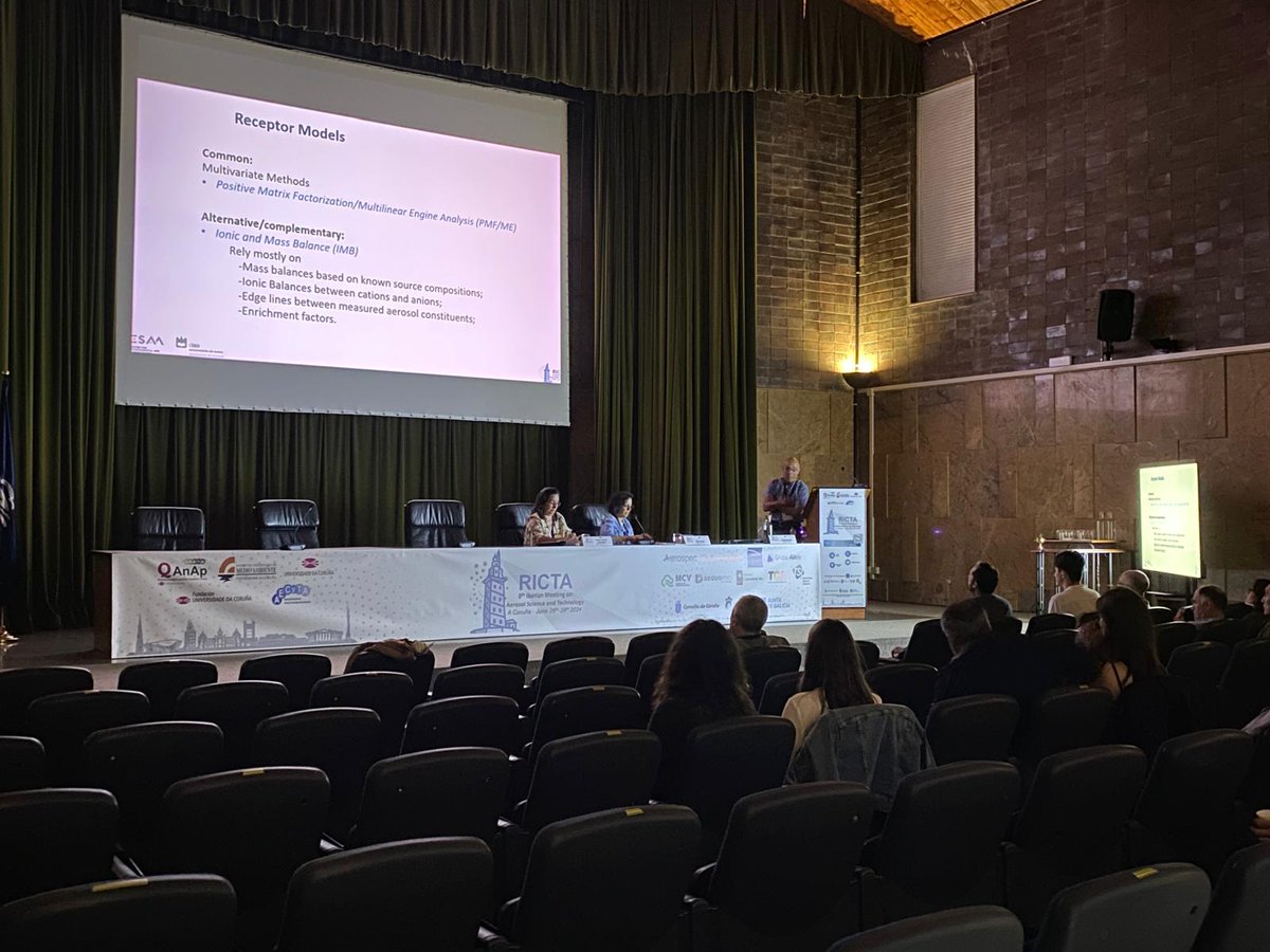 Starting afternoon session with other of our INVITED LECTURE by C. Pio from @CESAM_Univ

"Ionic and Mass Balance (IMB) - An Alternative Aerosol Source Apportionment Methodology. Comparative Advantages and Limitations"

#RICTA2024 #RICTA
#aerosols #air #pollution