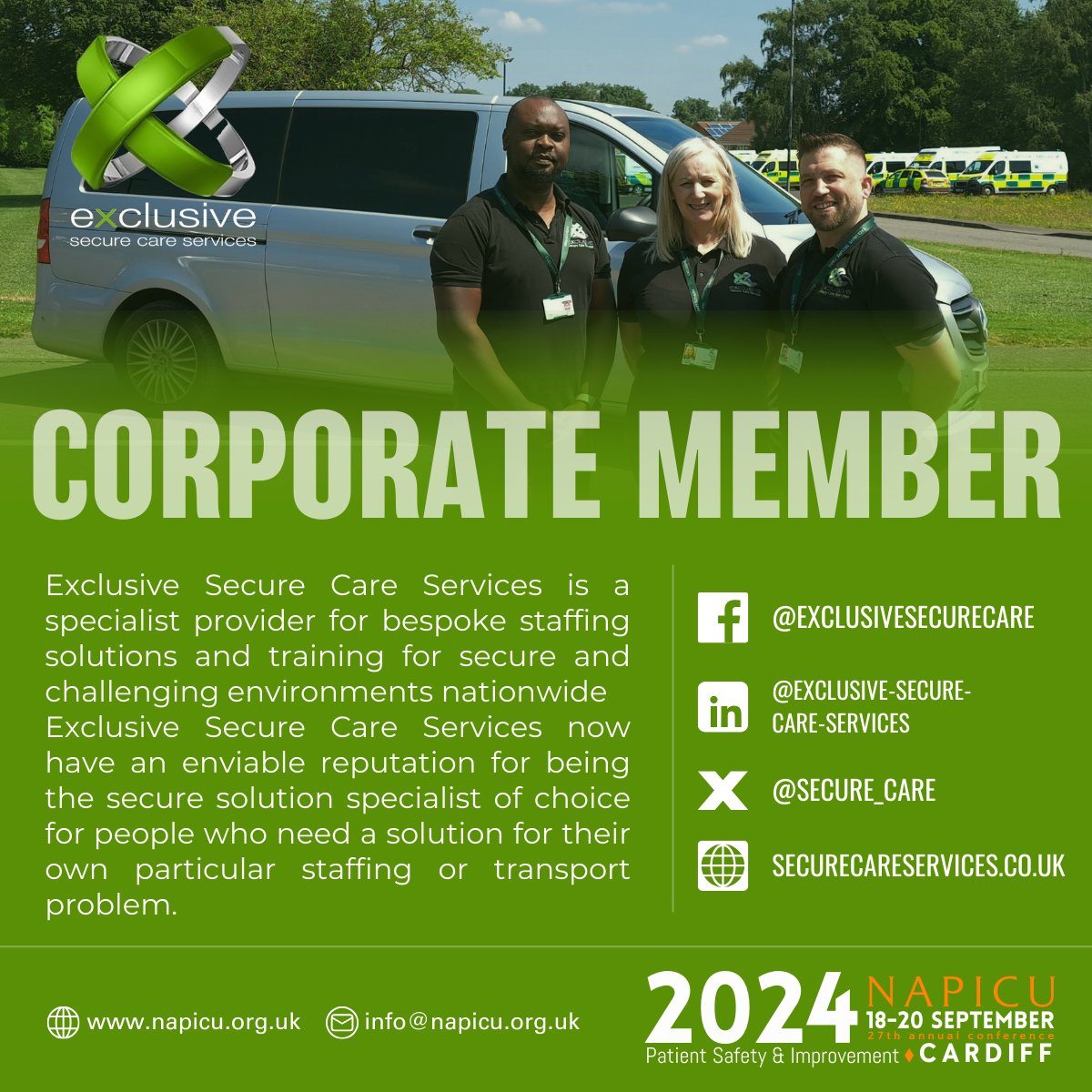 NAPICU are excited to introduce our new Corporate Members joining NAPICU!!

Exclusive Secure Care Services will be at this year's annual conference in Cardiff! ✨
 <a href="/Secure_care/">Exclusive Secure Care Services</a>