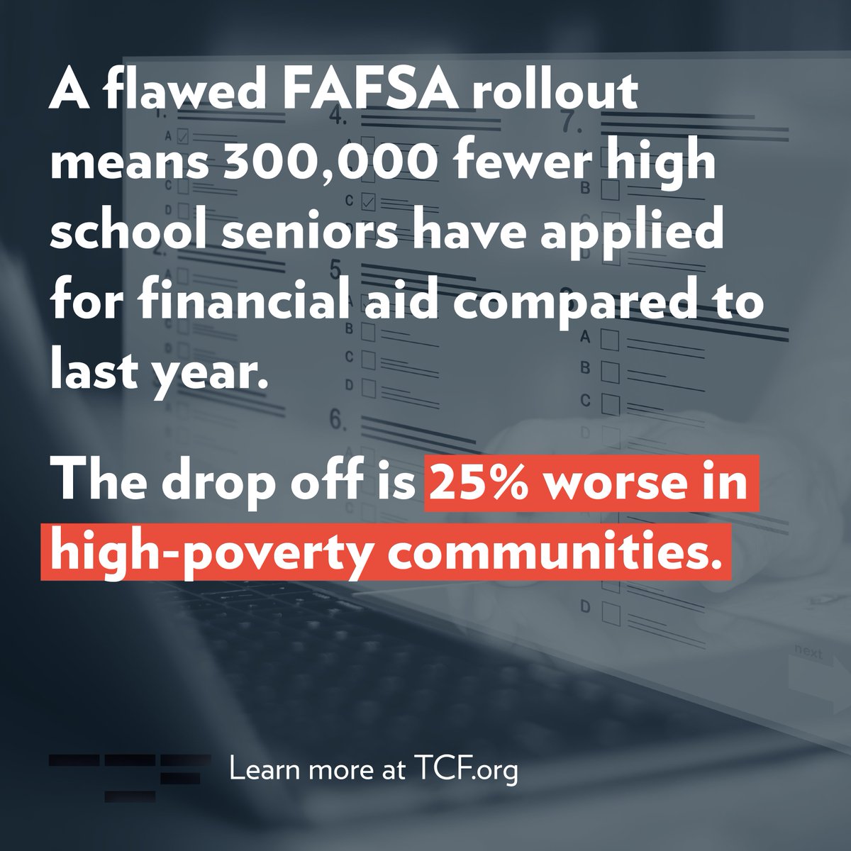 NEW ANALYSIS: This year’s flawed FAFSA rollout is set to widen already existing gaps in college access—causing fewer students of color &amp; students from low-income families to attend college this fall, finds TCF's @PeterHGranville. ↪️ bit.ly/3xA2hvO /1
