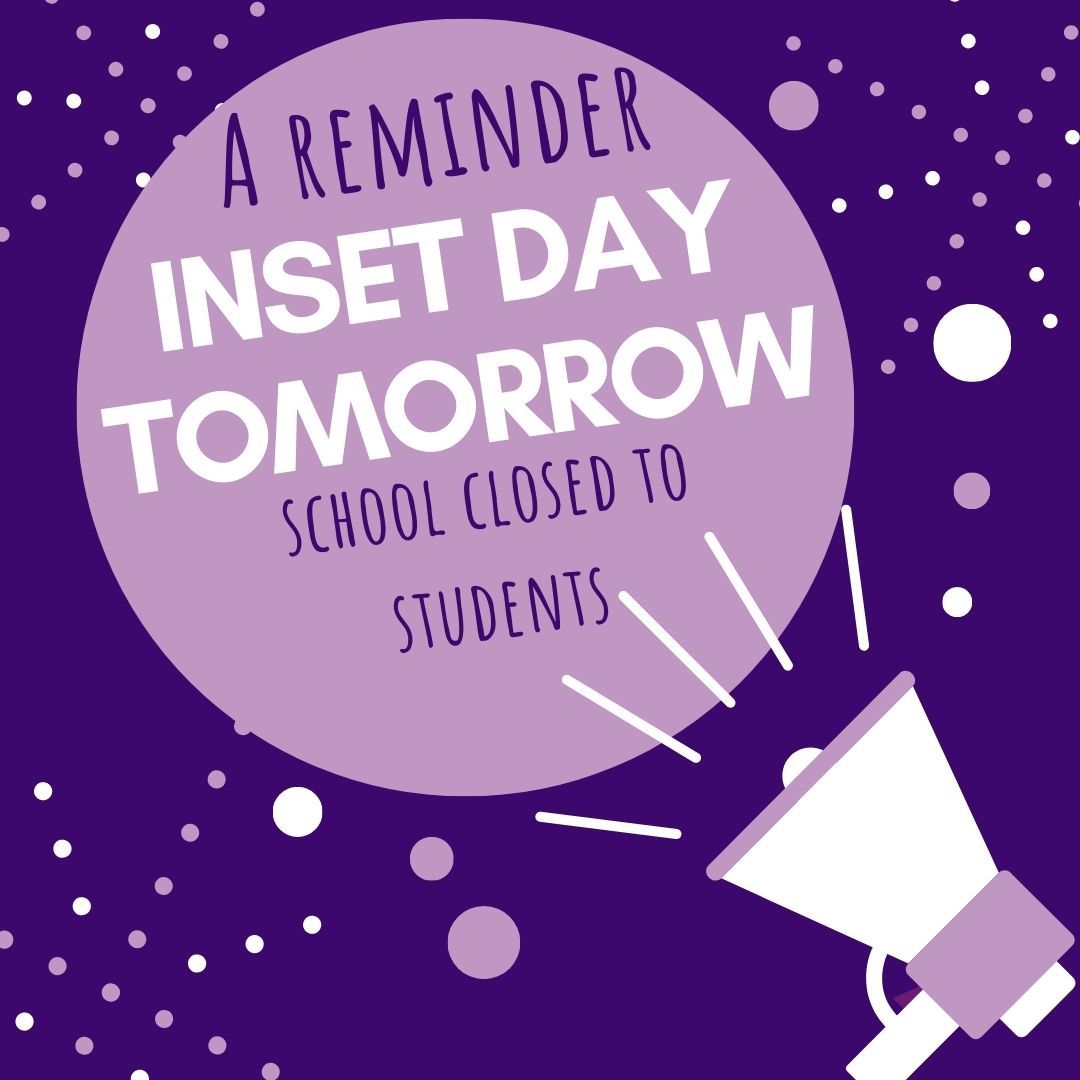 S C H O O L    A N N O U N C E M E N T

Please note the school is closed tomorrow due to a staff training day (INSET day).  NO students should attend school or their alternative provisions.

The Bridge School will reopen on Monday at 8.20am.

Thank you!