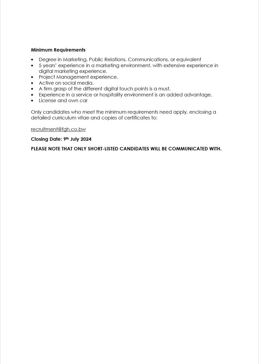 VACANCY: MARKETING COORDINATOR