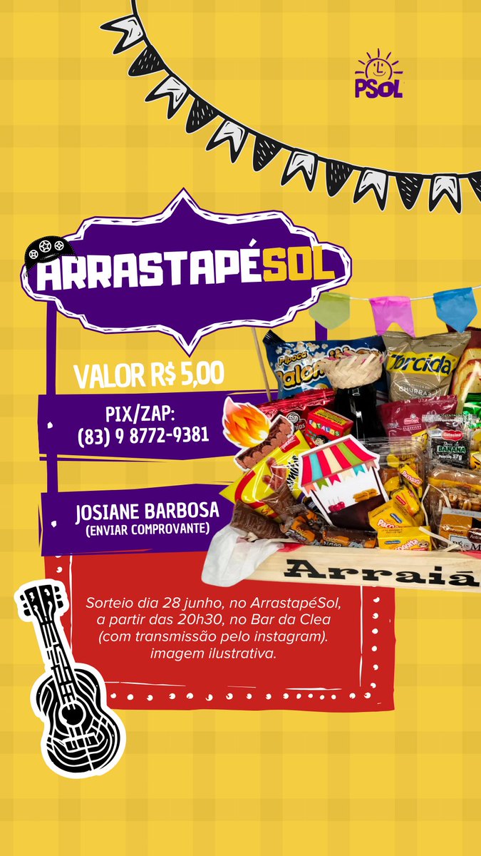 PSOLPB's tweet photo. Ainda nos festejos do mês de junho, amanhã é véspera de São Pedro e dia de ArrastaPéSol. Vai rolar balaio junino, barraca do beijo democrático e muito forró com Trio Tutano e Rapa Cuia. A partir das 20h, no bar da Cléa https://t.co/qEnqQorUjb