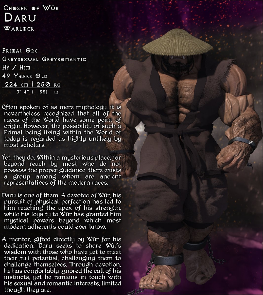 #Fantasy #Characters — Set #3

Various characters from my stories, shared for Pride Month 2024.

• Brokul, #Orc #Monk
• Master Sergeant Xauna, Human #Battlemaster
• Sky Warden Brûk, Firebreathing #Dragon
• Daru the Chosen, Orc #Warlock

#LGBTQ #Gay