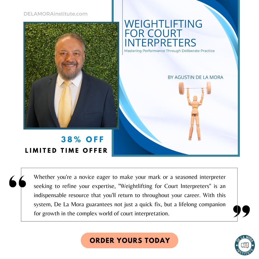 Agustin de la Mora's new Weightlifting for Court Interpreters is a practical guide to improving and maintaining your skills at any stage in your career. 🎓 Enjoy 38% off your copy and order today! Link in bio 🎉📚

#BilingualCareers #Interpreter