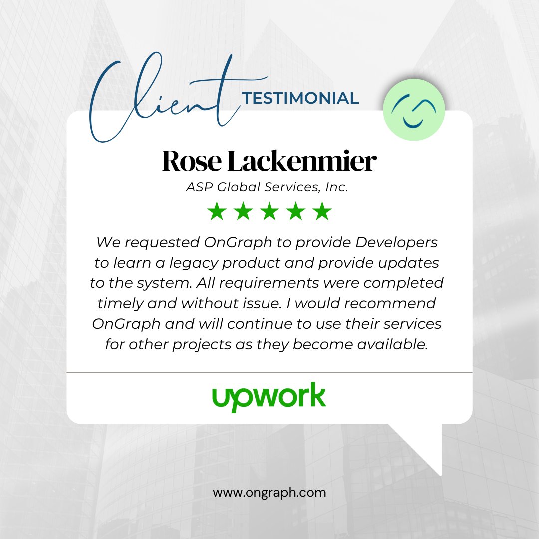 OnGraph's tweet photo. From our clients, straight to your feed!📣
Check out the glowing feedback we received on Upwork 💚
Ready to elevate your project? Hire us today! https://t.co/jw4v2YNFn3
#ClientTestimonial #Feedback #CustomerExperience #Upwork #ClientFeedback #ClientSuccess #OnGraph https://t.co/c8wDlUwdED