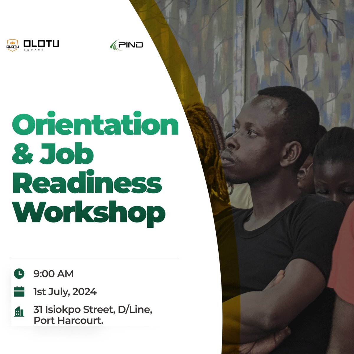 OlotuSquare's tweet image. Discover the skills and strategies to succeed in the workforce. 

Don't miss out

Attend our orientation and job readiness workshop 
Location:31 Isikpo Street, Dline port Harcourt.
Time : 9:am
Date: 1st July, 2024

#PIND×Olotusquare
#PIND
#Olotusquare